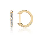 Gold Earrings Fashion Tarnish Free 14K Gold Plated Cubic Zirconia Cuff Stone Earrings Stainless Steel Jewelry