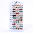 Earrings Indian Earrings 2021 Stylish Stainless Steel Needle Earrings 36 Pairs Acrylic Print Indian Earrings