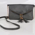 Bag Black Women Envelope Bag Personalized Mini Bag Double Zipper Black Faux Leather Lady Tassel Crossbody Bag