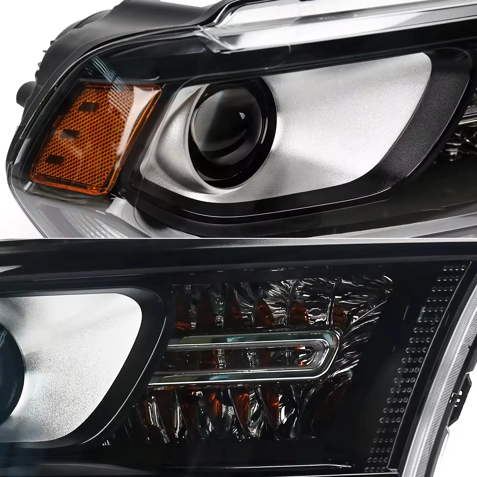 product car headlight day time running black housing halogen headlamp for dodge durango 2014 2015 2016 2017 2018 2019 2020-36