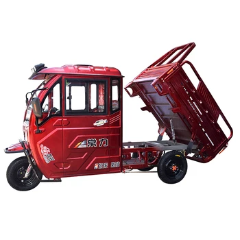 Closed freight electric motorized tricycles, factory use dump 60V voltage electric tricycle Passenger and cargo tricycle made in