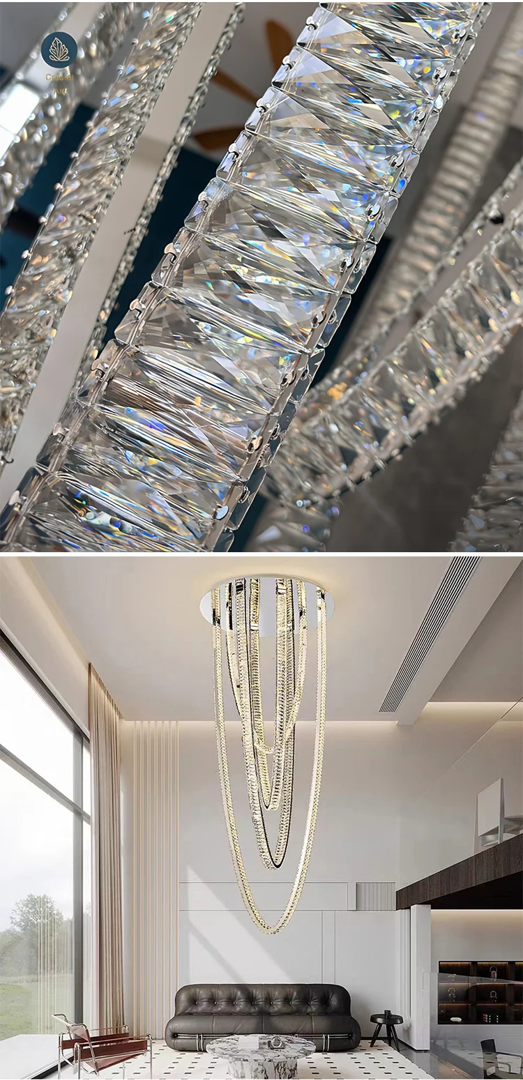 CPL-381 Professional Bespoke Large Lighting Indoor Decoration Hotel Lobby Villa Staircase Crystal Led Chandelier manufacture