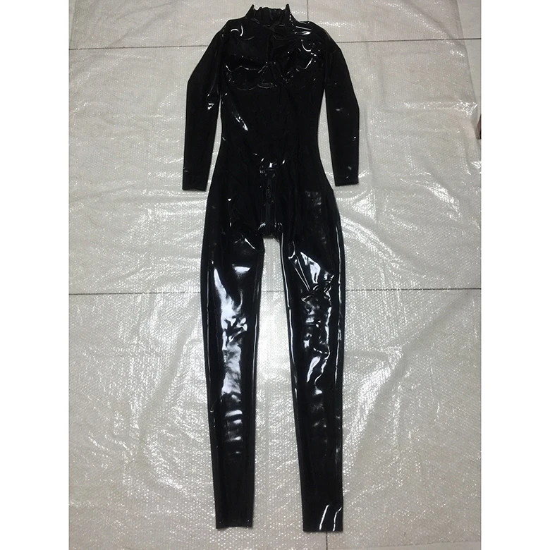 Moglovers Sexy Black Coverall Bodysuit Adult Latex Catsuit For Men And