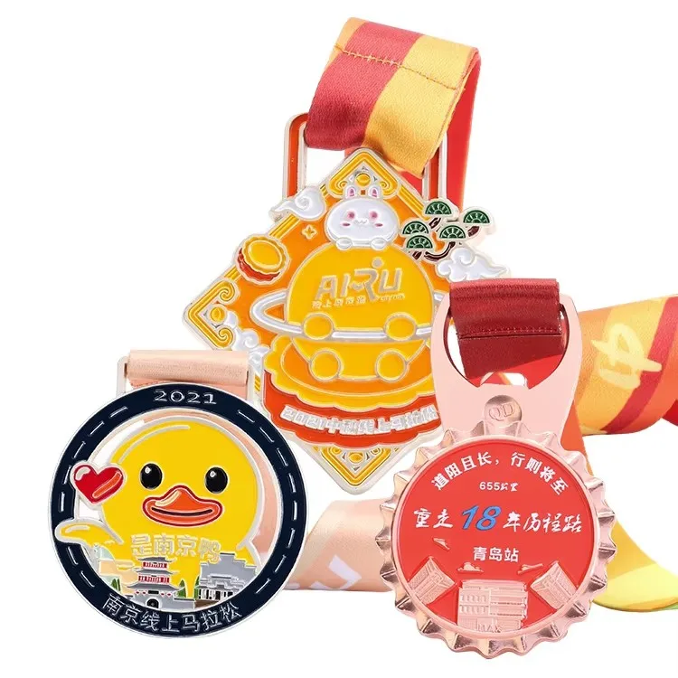 High Quality 3D Zinc Alloy Running Medal Custom Metal Logo Sports Marathon Medal for Souvenir manufacture