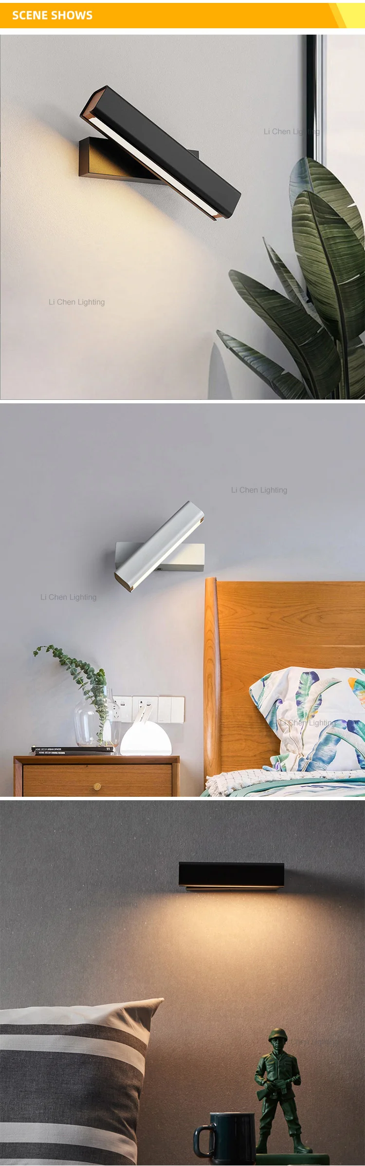 rt 2206 contemporary style indoor decoration sconce light bedside corridor adjustable modern led wall lamp-3