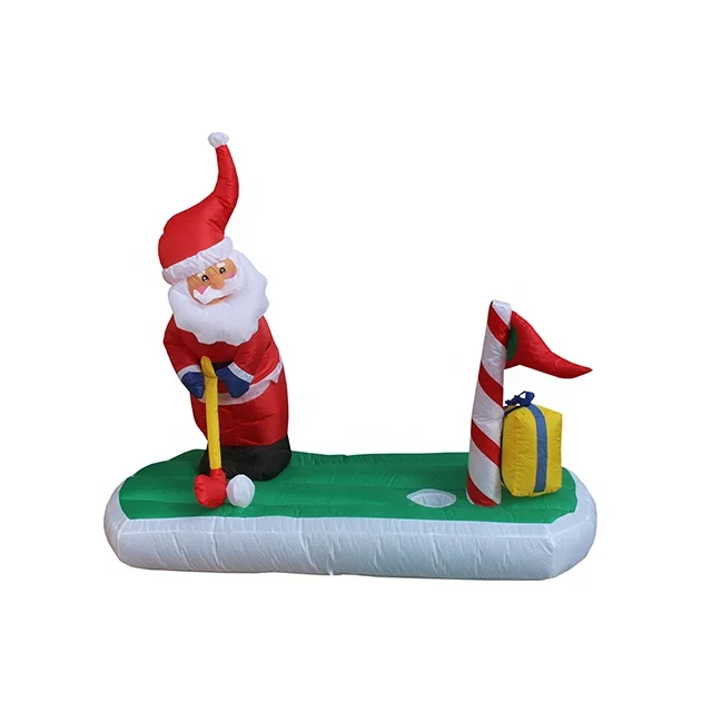 150cmH 5ft Christmas Playing Golf Decoration Small Inflatable Santa Claus 0