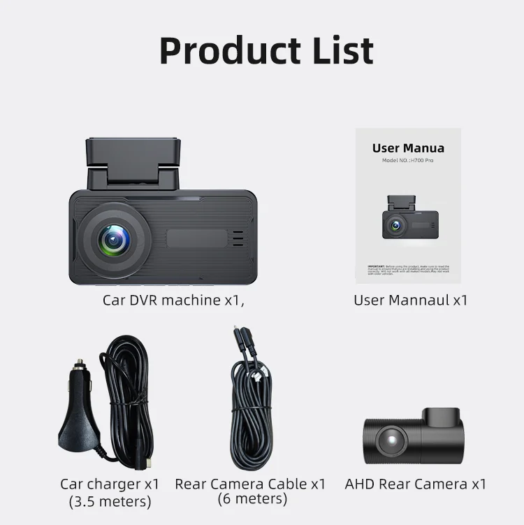 Factory Outlet AHD Dual Lens 3 Inch IPS LCD with Real 2K+2K Dashcam Black Box Type-C Power Tracking and Speed Private Car manufacture