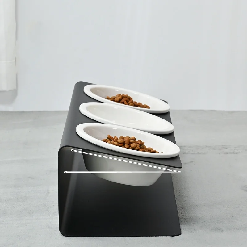 New Pet Bowl Holder Set Thickened Carbon Steel Frame Stable and Not Easy to Topple Diagonal Neck Guard Ceramic Bowl Pet Products details