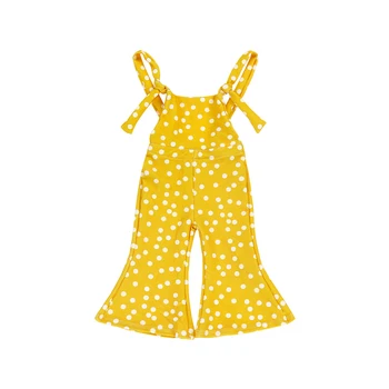 Wholesale High Quality Baby Girl Clothes Boutique Suspenders Pant In Yellow With Pot Design For Lovely Toddler