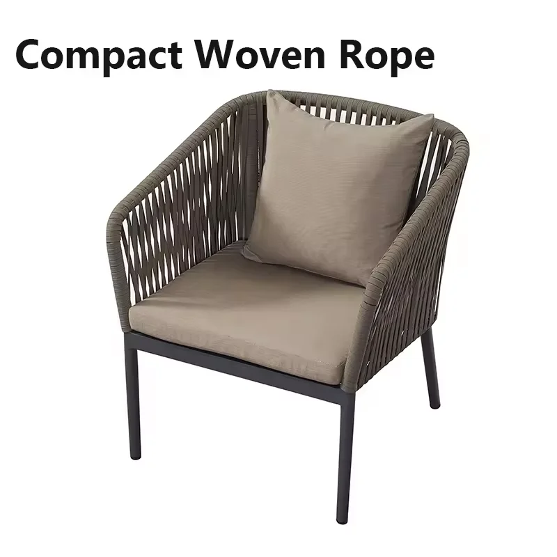 product luxury aluminum rope patio garden set 4 pieces outdoor furniture leisure lounge waterproof garden sofa stack package-4