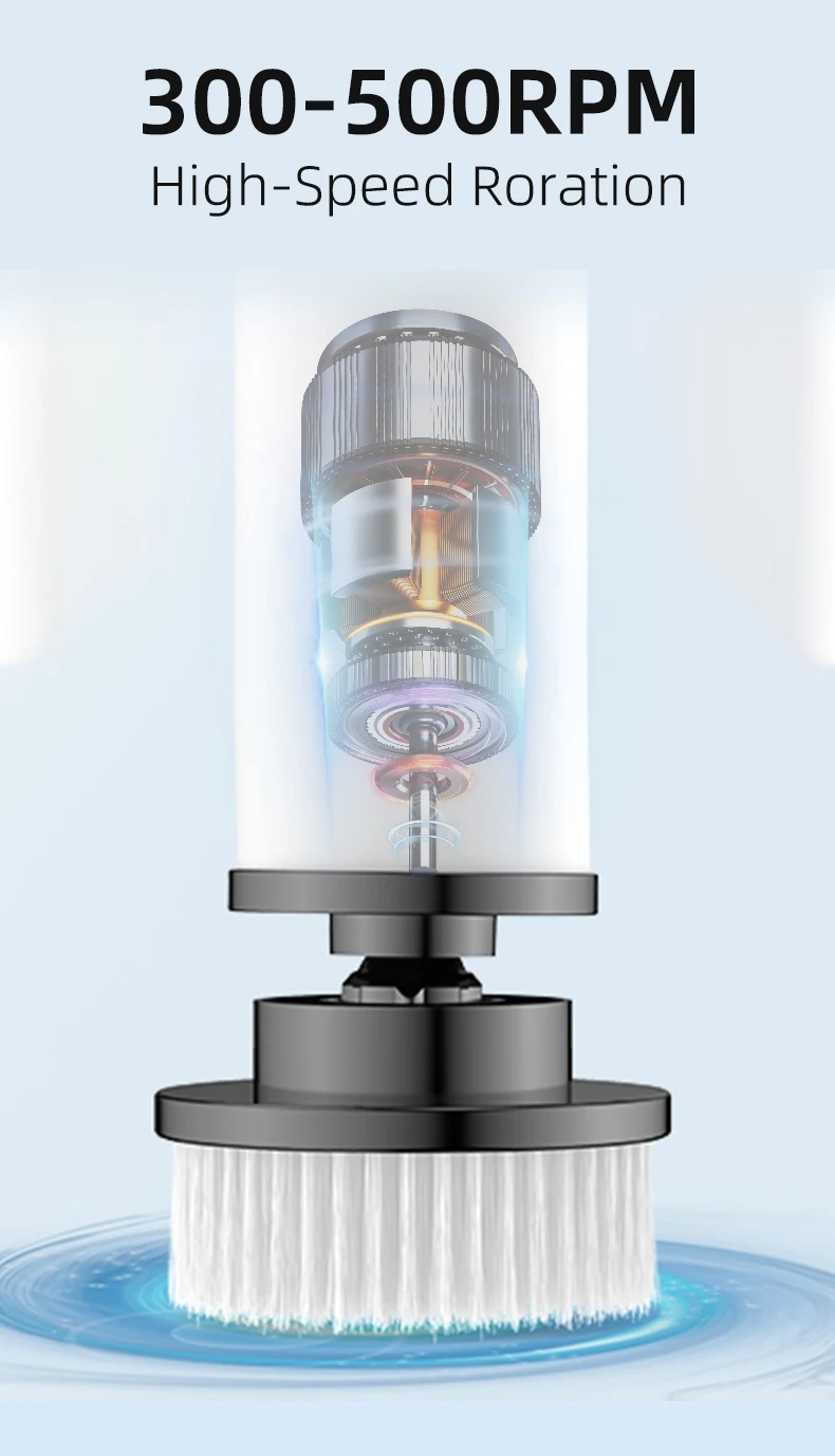 AuSilver Electric Cordless ABS Scrubber Long-Handle Household Kitchen Plastic Floor Cleaning Brush Cleaning Tools