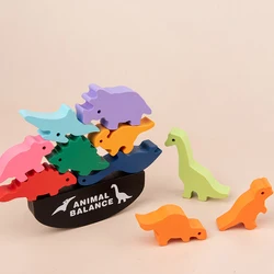 Educational Children Animals Dinosaur Infauna Balancing Toys Blocks Wood Balance Game, Stacked Toys, Animal Balance Toys