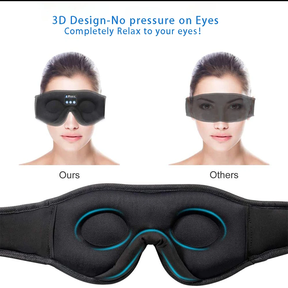 black mask eye 33. 3D Sleep Mask Blue tooth Wireless Music Eye Mask, LC-dolida Sleeping Headphones for Side Sleepers Sleep Mask 