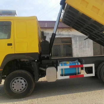 Used Chinese HOWO 371hp  Dump Truck 6*4 Dump Truck Front and Rear Flip Frontlifting  Rust Red Dump Truck