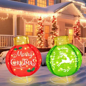 Nicro New Arrival Giant Ball Led Light Outdoor Pop up Ornament Merry Christmas Shopping Mall Commercial Collapsible Decorations