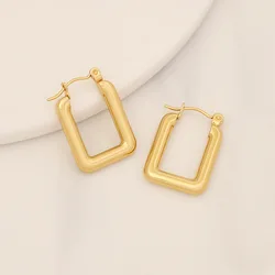 New Statement Gold Stainless Steel Heart Hoop Earrings Women  Non Tarnish Geometric Stud Earrings Jewelry