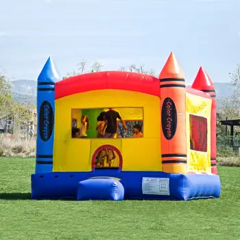 Commercial Grade Crayon Bounce House Kids Adults Big All-Seasons Inflatable Jumper Blower Indoor Outdoor Use Birthday Parties