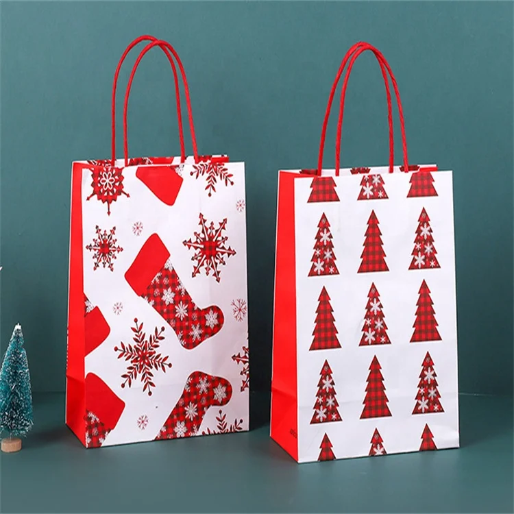in stock christmas gift shopping paper bag with wisted handle