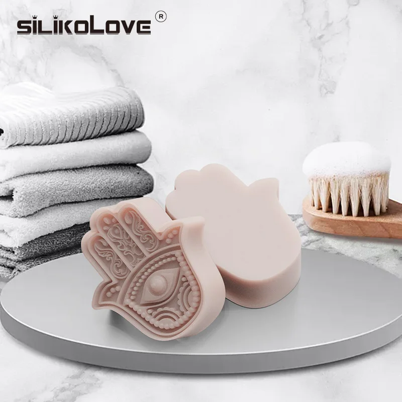 SILIKOLOVE New Design 4 Pcs Hamsa Silicone Soap Making Molds Cake Tools Silicone Candle Mold Fatima Silicone Mold
