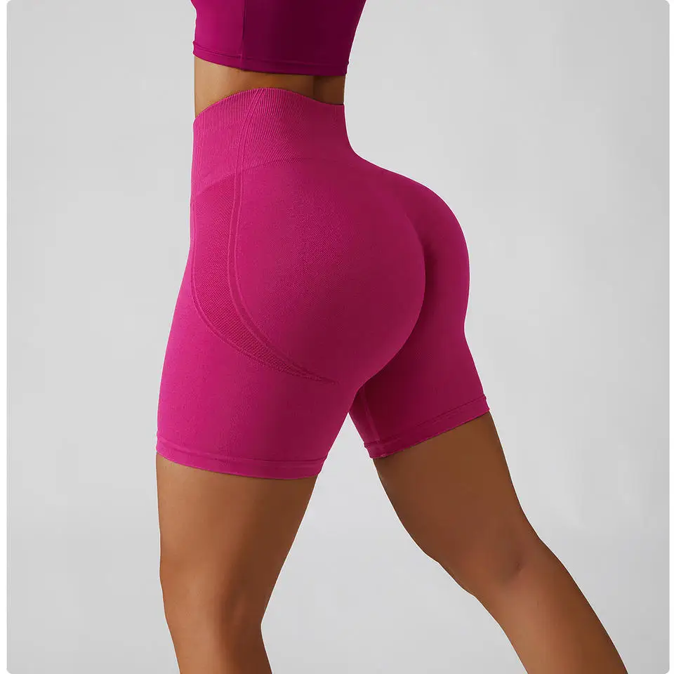 Custom high waist yoga breathable yoga pants buttock lifting stretch tight fitness running yoga shorts
