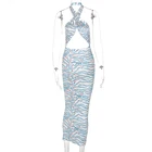 Casual 2022 New Hot Lady Summer Women's Halter Sexy Hollow Halter Slim Striped Casual Dress
