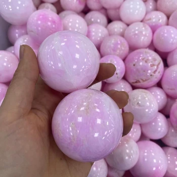 Wholesale Feng Shui Folk Crafts Healing Natural Crystal Quartz Sphere Pink Aragonite Ball