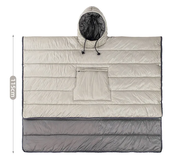 Winter Wearable Hoodie Poncho camping Blanket Quilt Windproof/waterproof puffy blanket