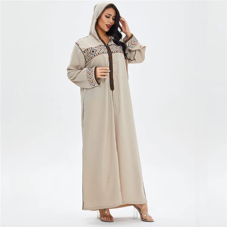 Women Moroccan Wool Hooded Long Maxi Dress Djelleba Robe Slim Fit Kaftan Jilbab 