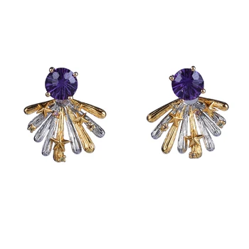 High-End Fashion Jewelry 925 Silver Gold Plated Amethyst Set Earrings Italian Handcrafted Jewelry Amethyst Earrings