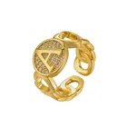 Ring New European 26 English Letters Zircon Ring Adjustable Index Finger Gold Ring For Men And Women