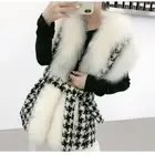 Fox Jackets Xmhs Lastest Design Fox Parka Women Superior Quality Luxury Wool Cashmere Fur Jackets For Ladies