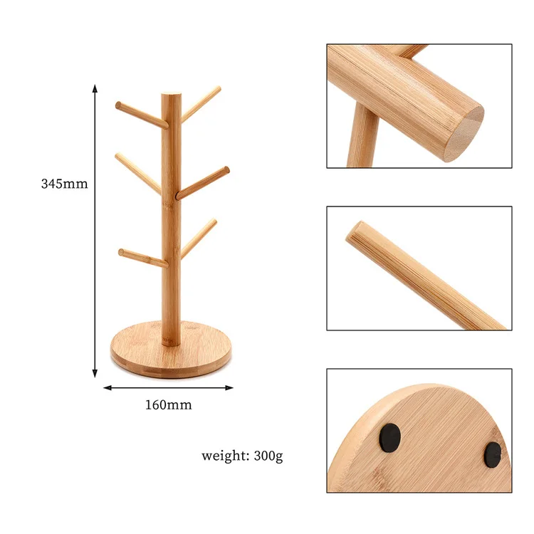 1Solid wood six claw cup display stand beech wood holder Drinkware Shelf Coffee Cup water cup storage rack.jpg