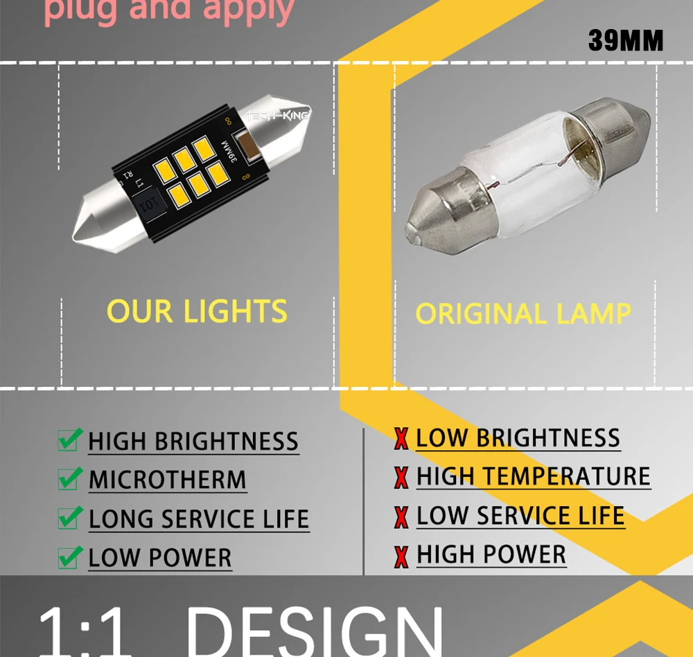 Car Super Bright 31mm 36mm 39mm 41mm 44mm LED Double Pointed Lamp C5W C10W CANBUS 6 SMD LED Reading Light License Plate Light