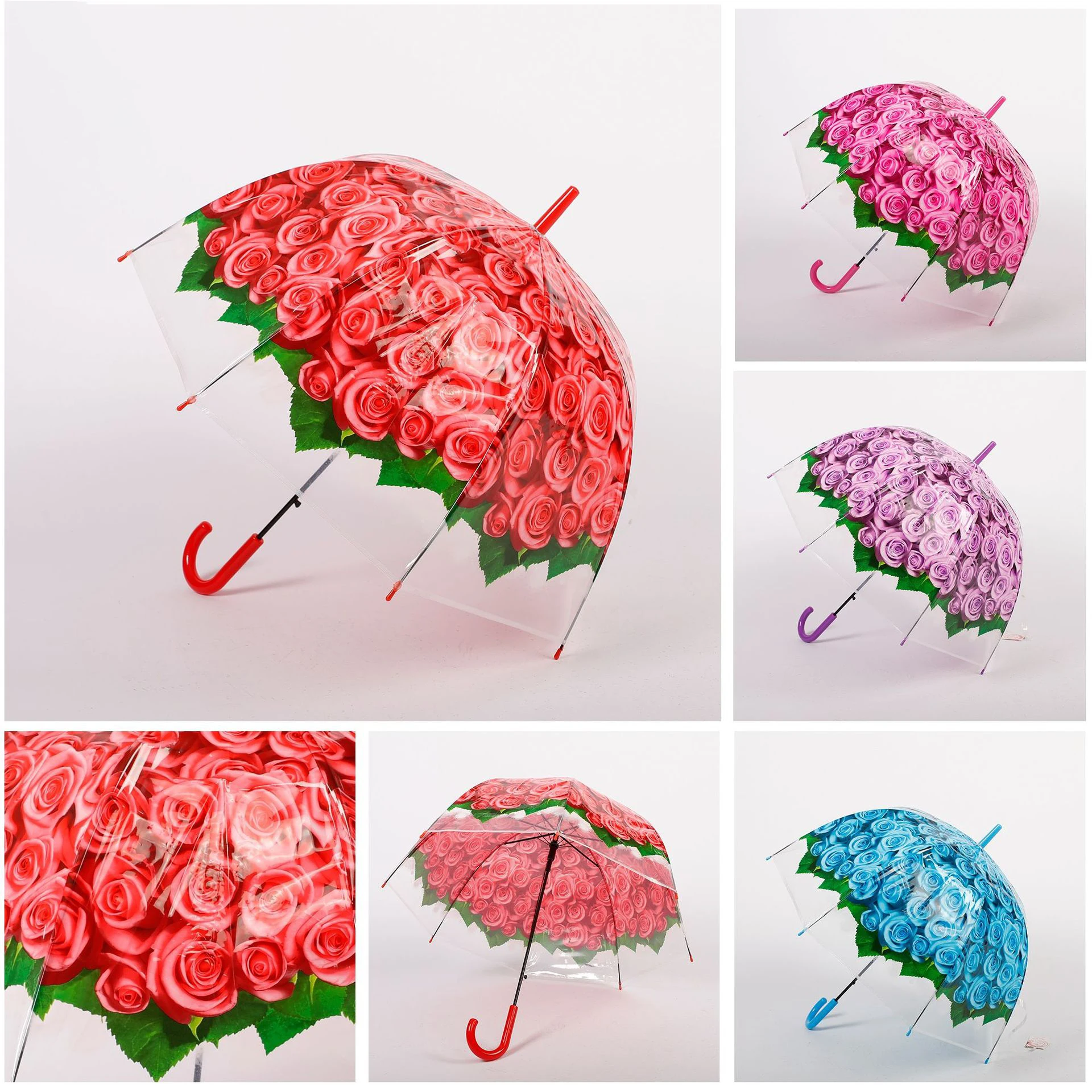 DD1594  Mexican Style Birdcage Clear Butterfly Umbrella Kids Straight Parasol Transparent PVC Kids Umbrellas