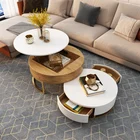 Table Coffee Table Round Top Center Tea Table Modern Living Room Furniture Adjustable Round Coffee Table Wooden Luxury