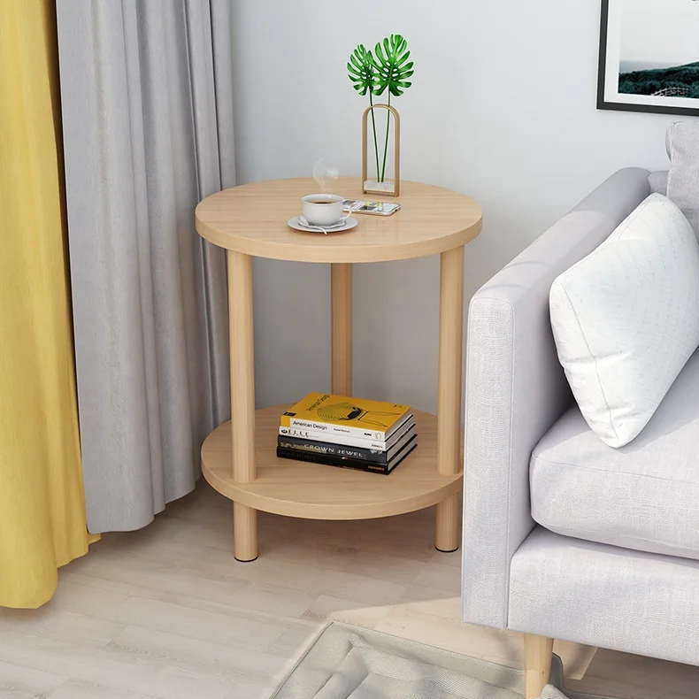 Bedroom double layer Circle small Cabinet Simple mini  side tea table Household storage bedside cabinet