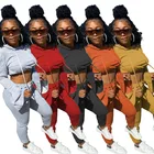 Women Wholesale 2 PIECE Sweatsuit Outfit Plaid Flare Sleeve Crop Hoodies Casual Winter Women 2 Piece Set