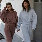Wholesale Casual Women 2 Piece Outfits Sweat Sets Hoodie Jogger Tracksuit Set