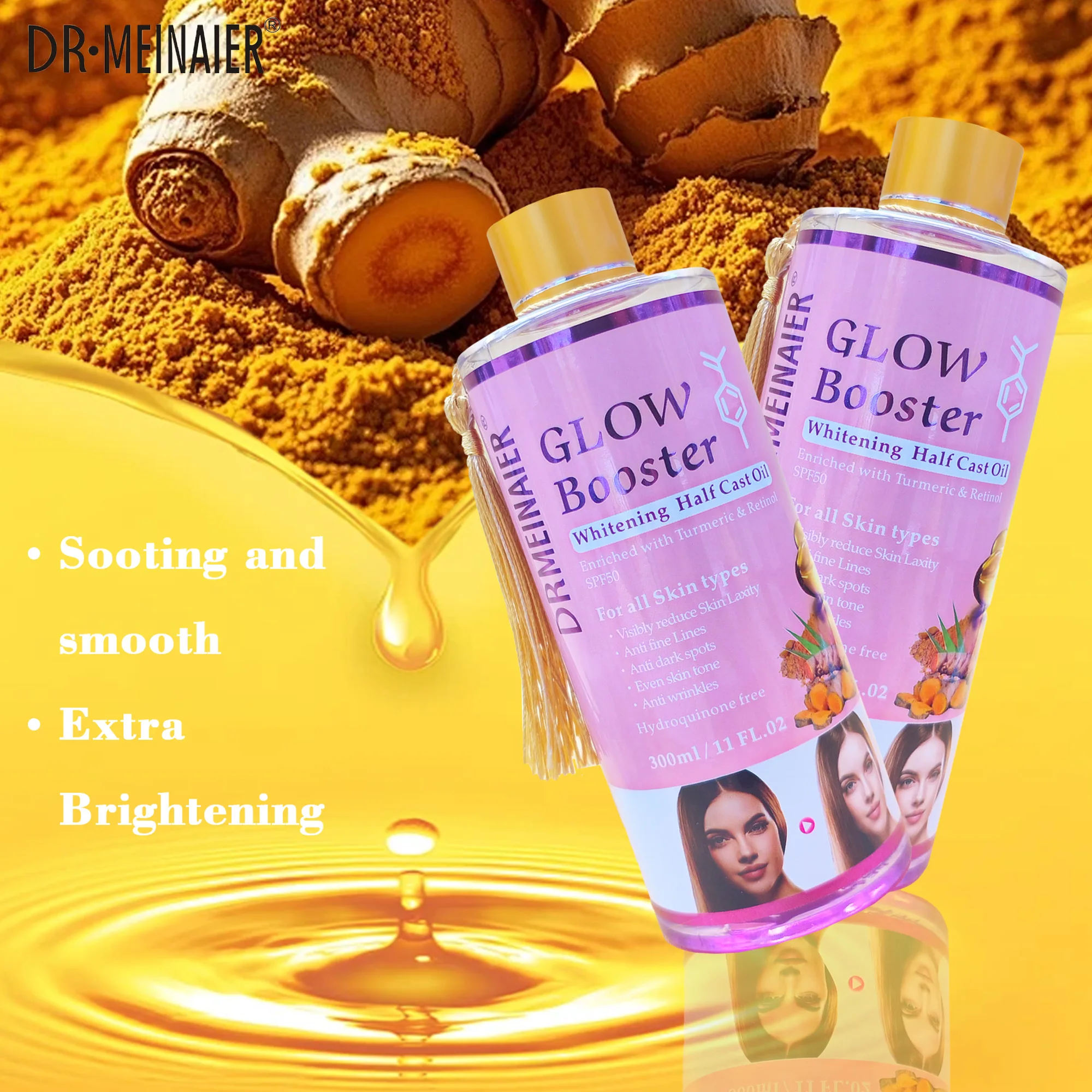 Glow Booster Whitening Half Cast Oil Lightening Corrector Essential Oil Skin Laxity Anti Fine Spots Anti Wrinkles Massage Oil