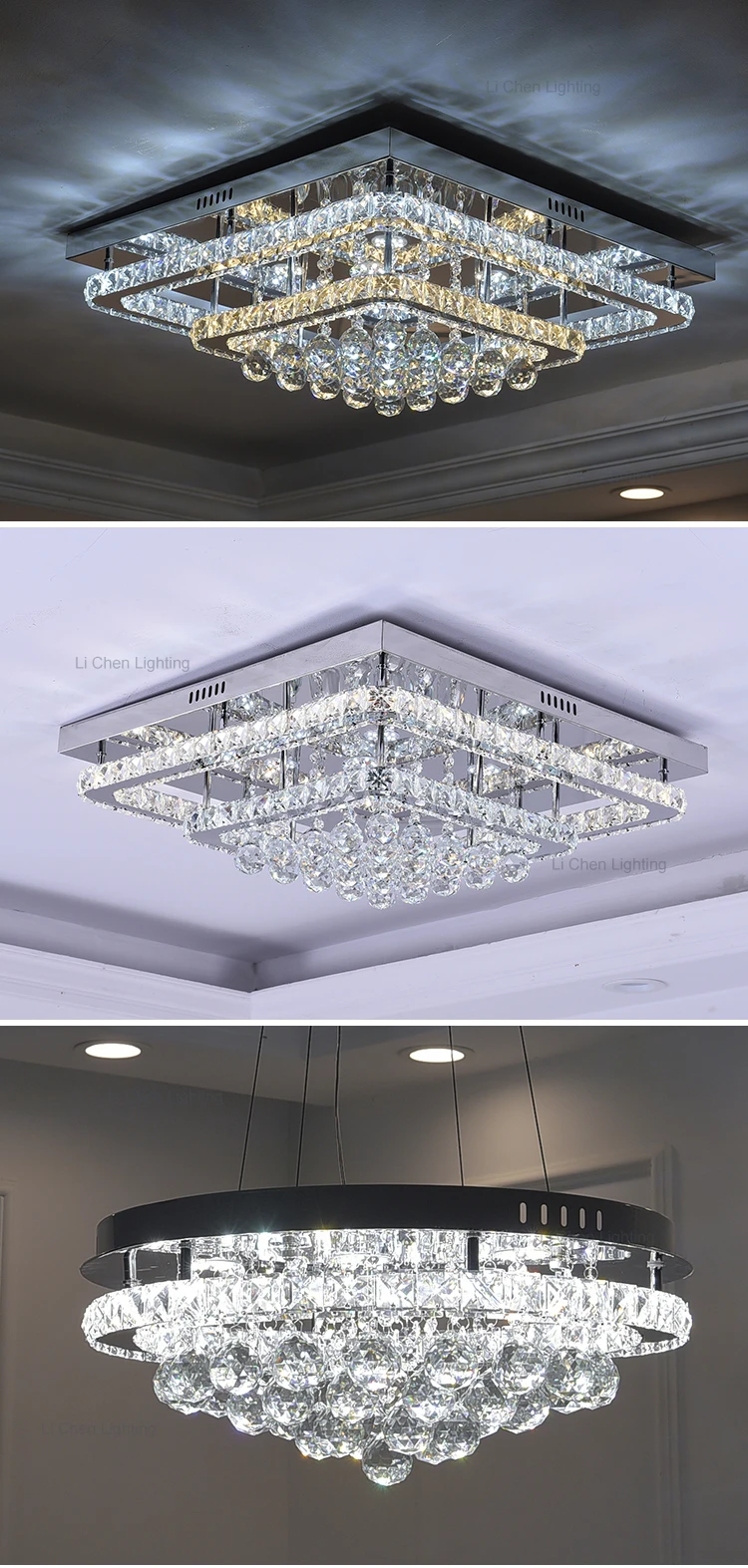 c0061 luxury style residential bedroom decoration flush mounted crystal led ceiling light -2