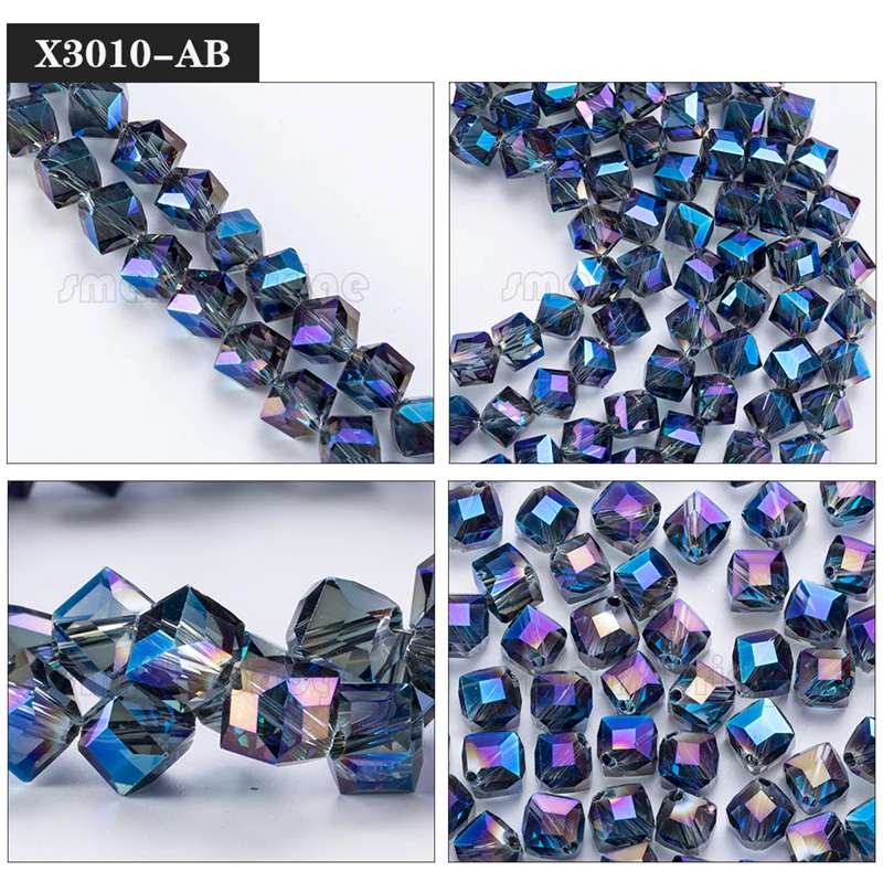 product 10mm austria diagonal hole cube square beads for bracelet making women diy accessories blue glass crystal beads wholesale-44