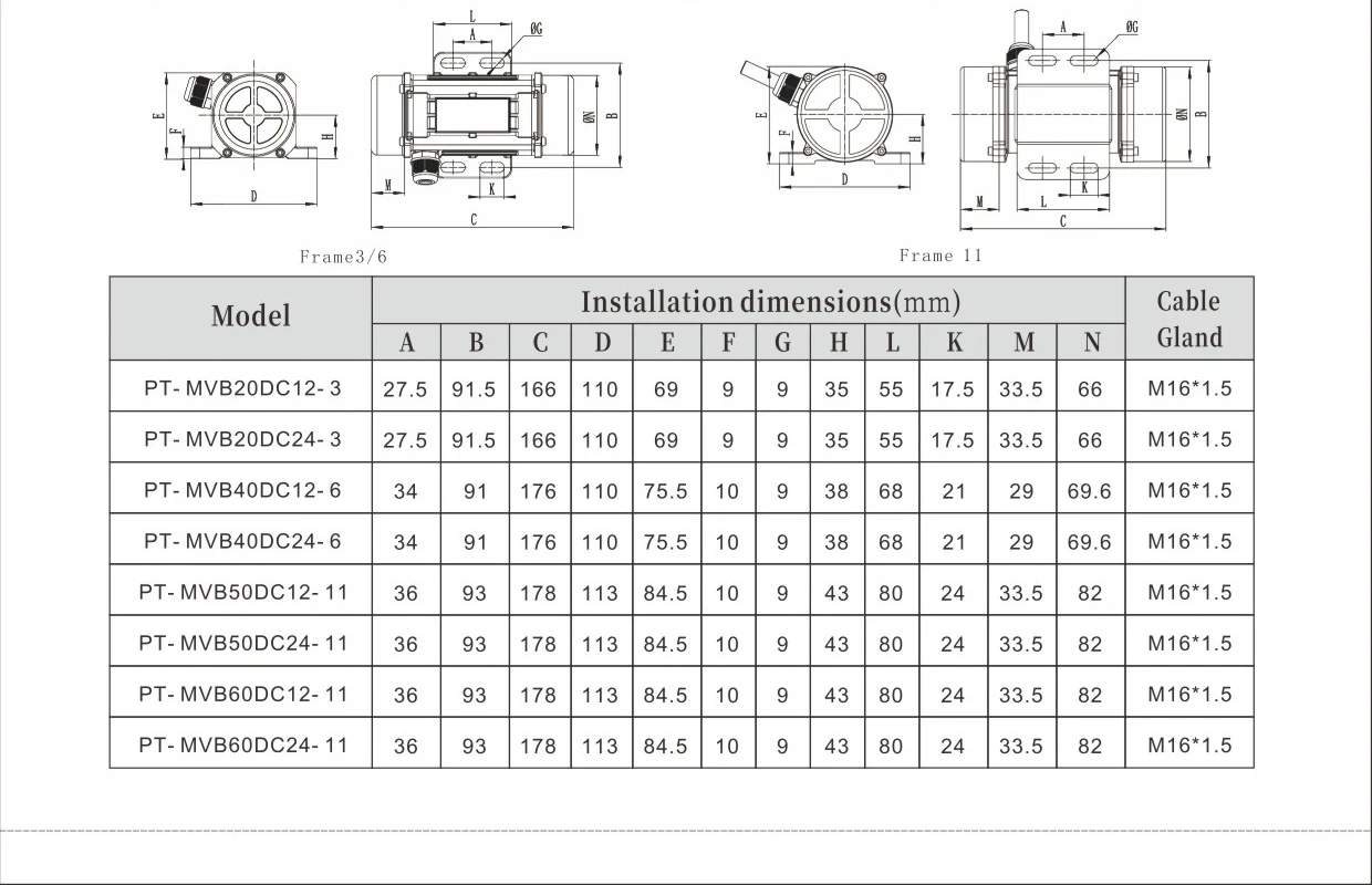 Single-phase Vibration Motor, 12V/24V, 3ie - detail 2