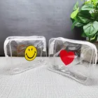 Bag Red Pvc Cosmetic Bag LUMI Cheap Custom LOGO Packaging Bag Yellow Smiley Face Red Heart PVC Cosmetic Bag Pouch