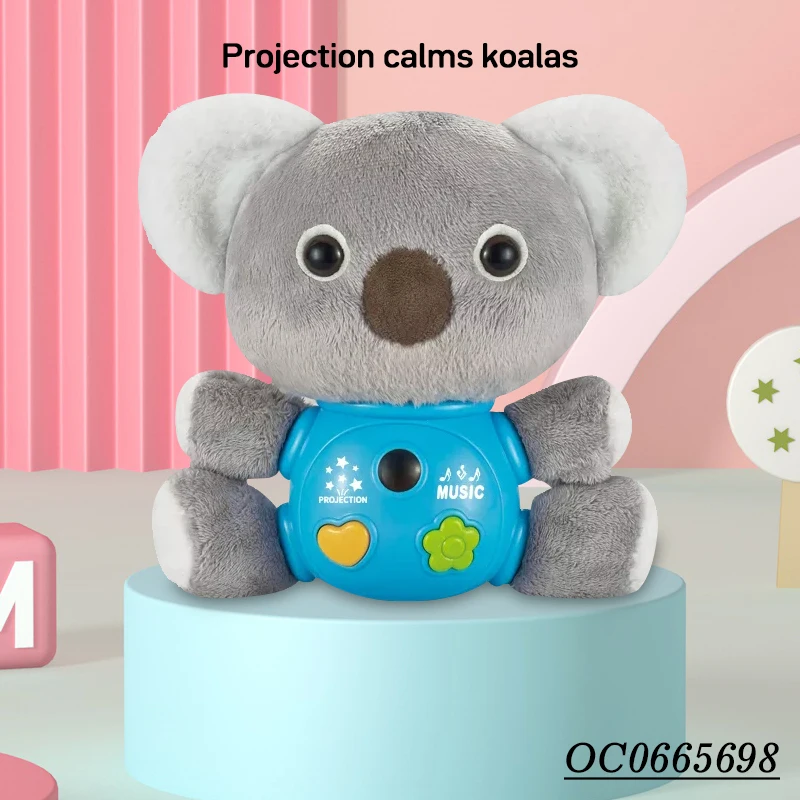 Baby appease projection light koala soft plush toys with sound for kids