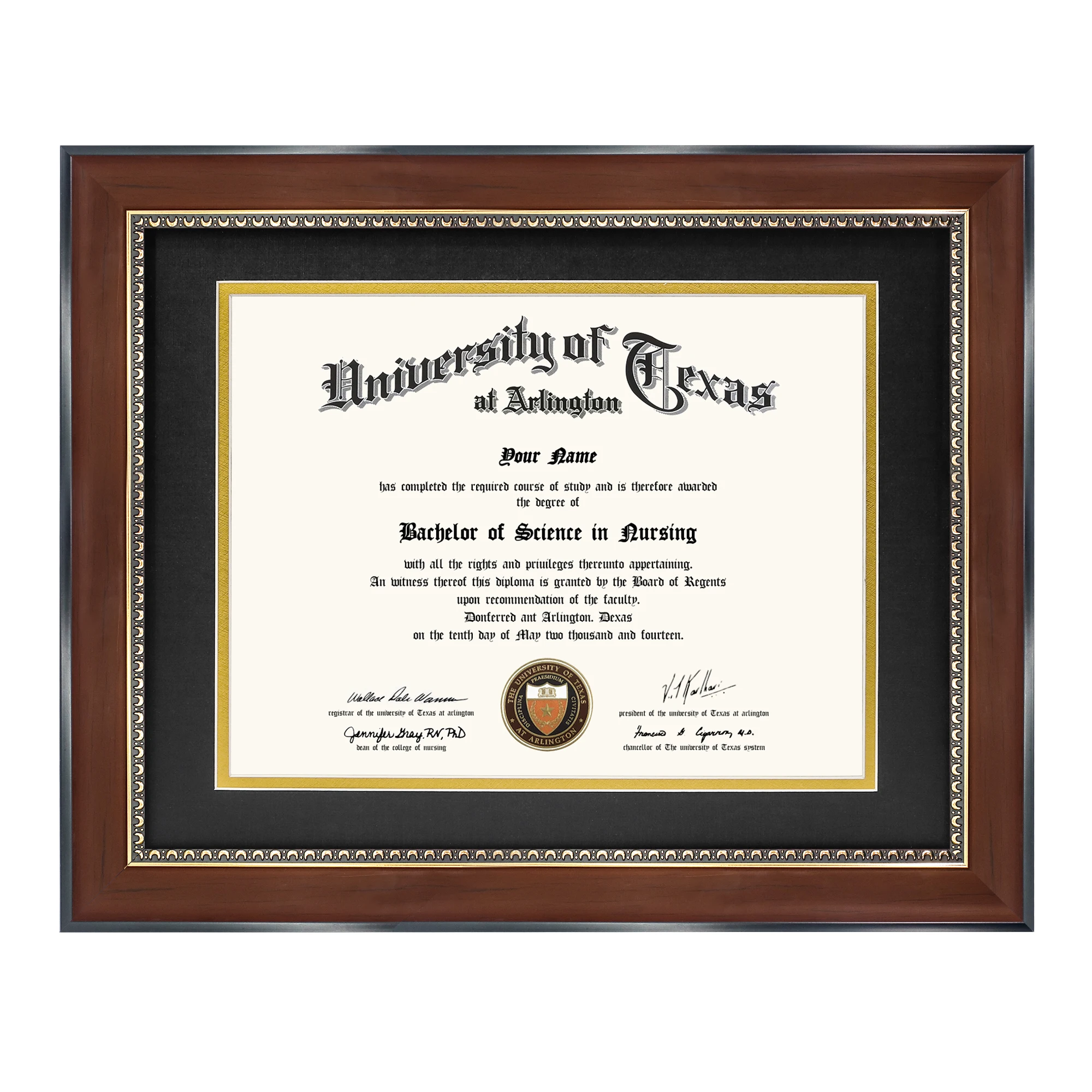 Double Mat Design Detail Double mat construction detail in Mondon diploma frame