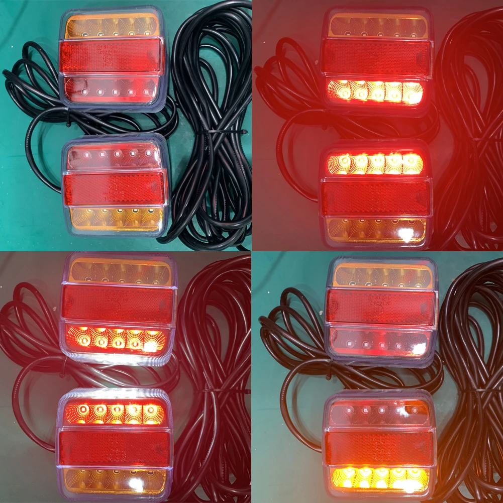 product 10led square red and yellow  cover  trailer tail light with 7 core plug wire set magnet-36