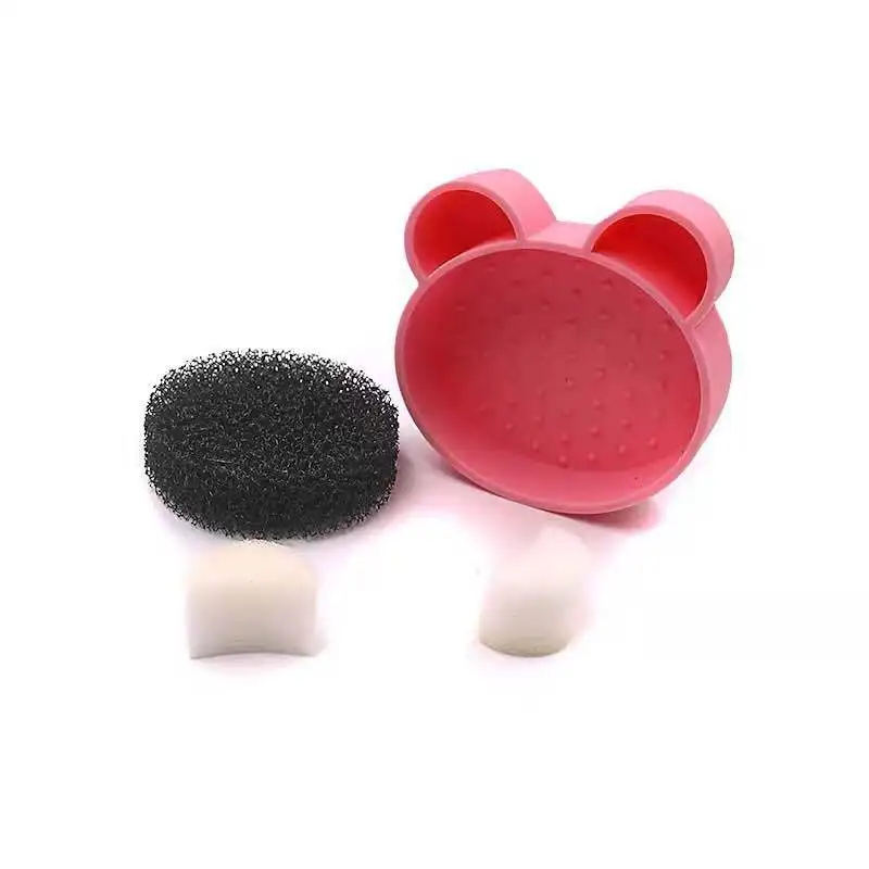Silicone Makeup Brush Cleaning Mat with Brush Drying Holder Portable Cat Shaped Cosmetic Cleaner Pad
