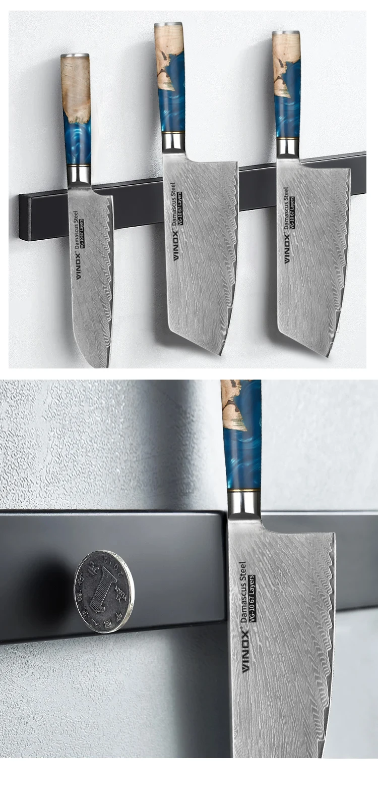 Vinox Professional Stainless Steel Knife Holder Strong Magnetic Wall