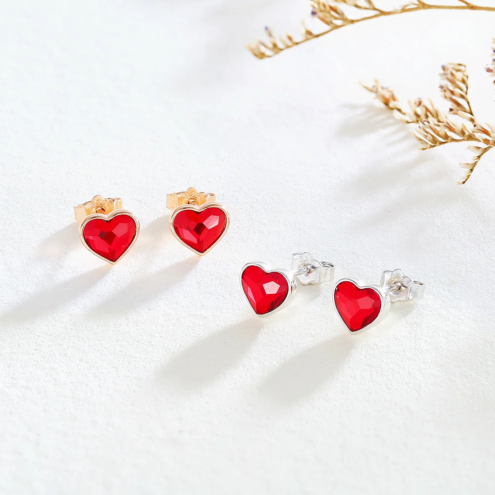 925 Sterling Silver Dainty Fashion Jewelry Heart Stud Earrings