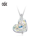 Gemstone Necklace Pendants Gemstone Necklace Customized Trendy Fashion Jewelry Love Blue Gemstone Delicate Crystal Heart Pendant Necklace For Women